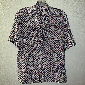 Eva Laurel New York | Vintage 80's/90's Short Sleeve V-Neck Blouse | Size 8